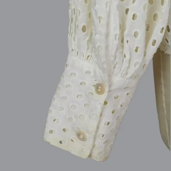 RHODE CIRCLE EYELET-EMBROIDERED BUTTON UP CREAM TOP - Picture 5 of 7